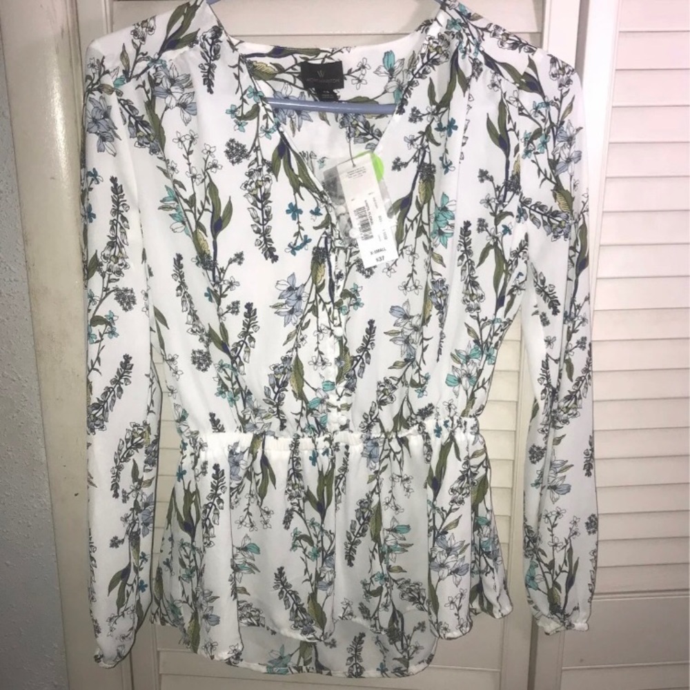 NEW Worthington Floral Peplum Blouse